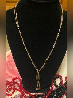 Vintage 90s Y2K Boho Gold Multi Strand Tassel Necklace Festival Whimsigoth Retro
